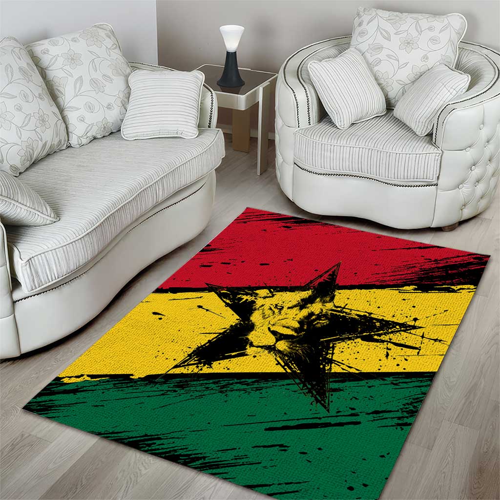 Afro Ghana Lion Area Rug Star Grunge Style
