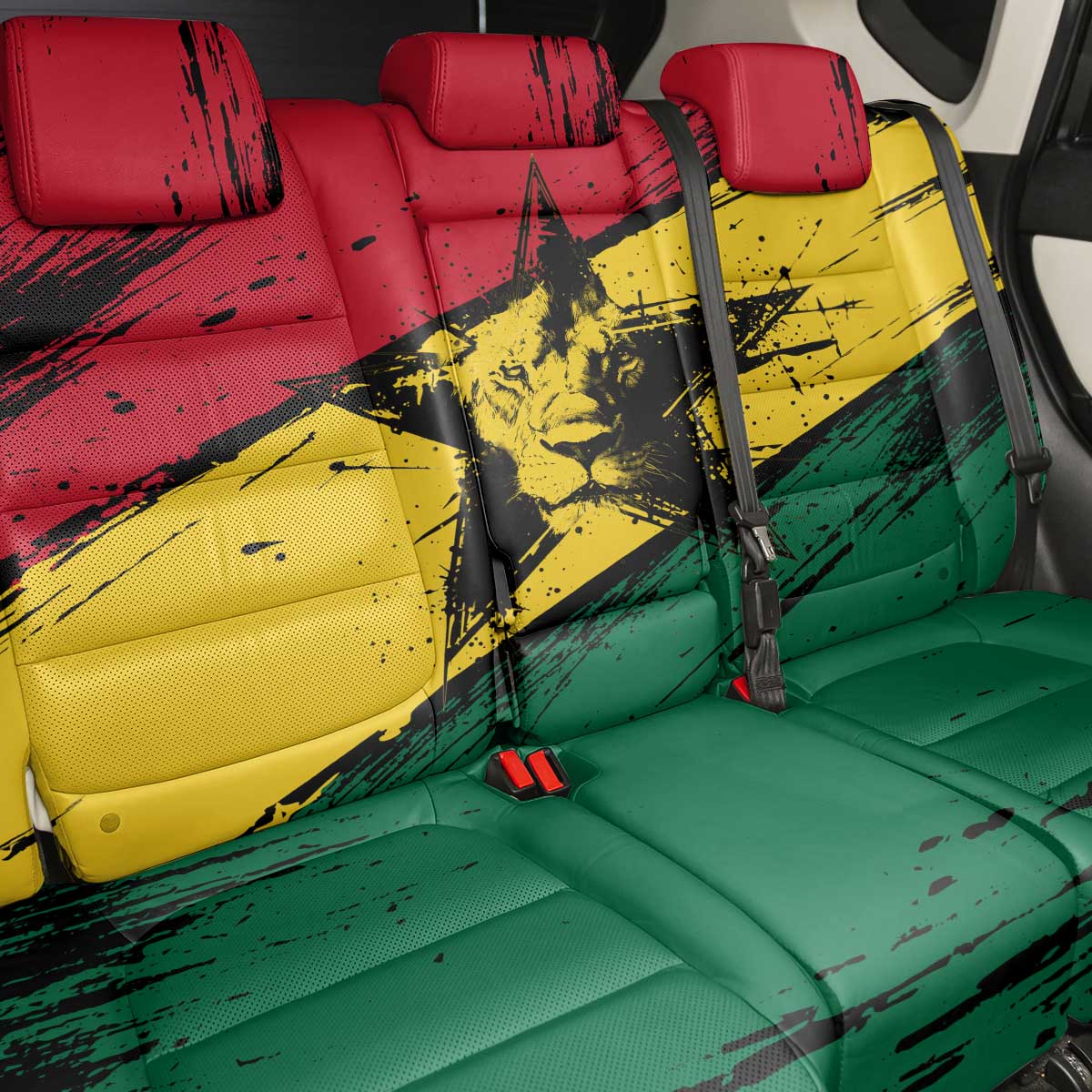 Afro Ghana Lion Back Car Seat Cover Star Grunge Style