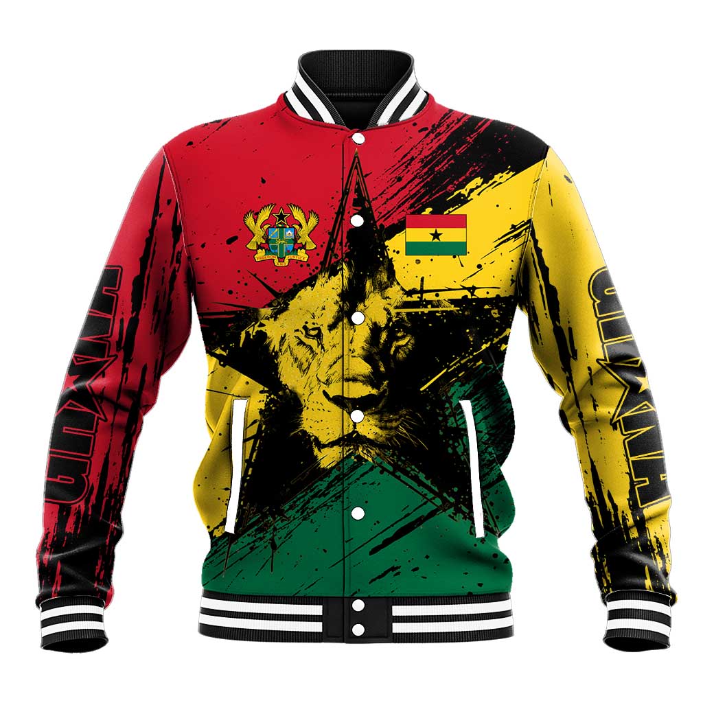 Afro Ghana Lion Baseball Jacket Star Grunge Style