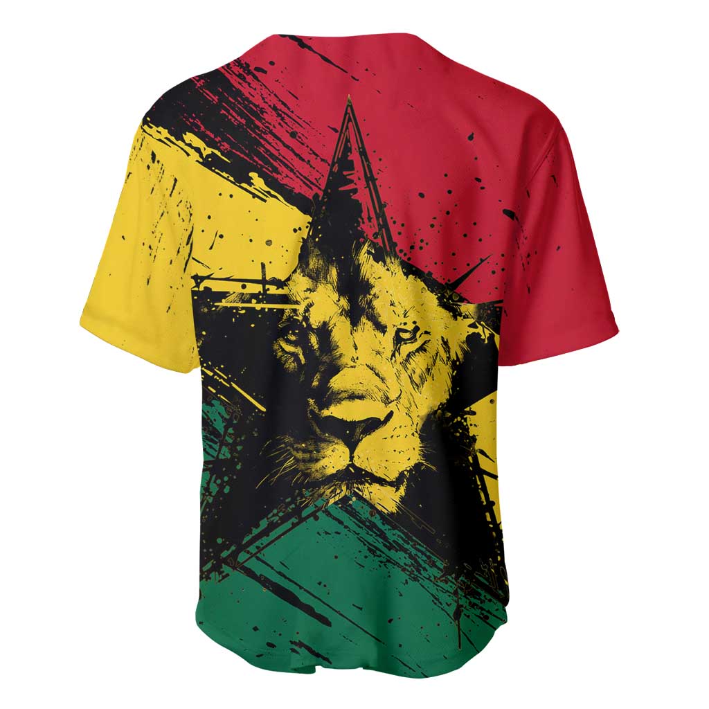 Afro Ghana Lion Baseball Jersey Star Grunge Style