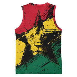 Afro Ghana Lion Basketball Jersey Star Grunge Style - African Pride