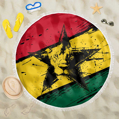 Afro Ghana Lion Beach Blanket Star Grunge Style