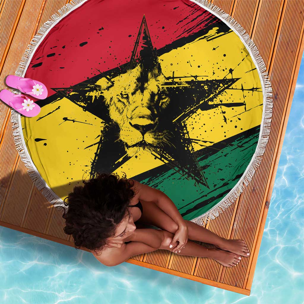 Afro Ghana Lion Beach Blanket Star Grunge Style