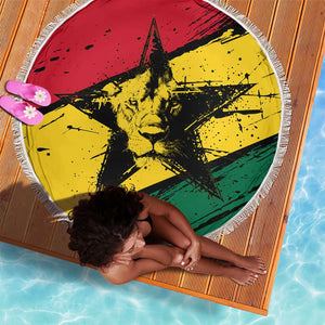 Afro Ghana Lion Beach Blanket Star Grunge Style