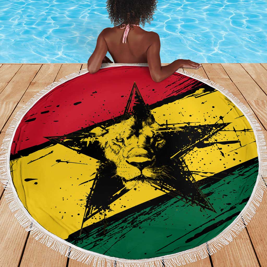 Afro Ghana Lion Beach Blanket Star Grunge Style