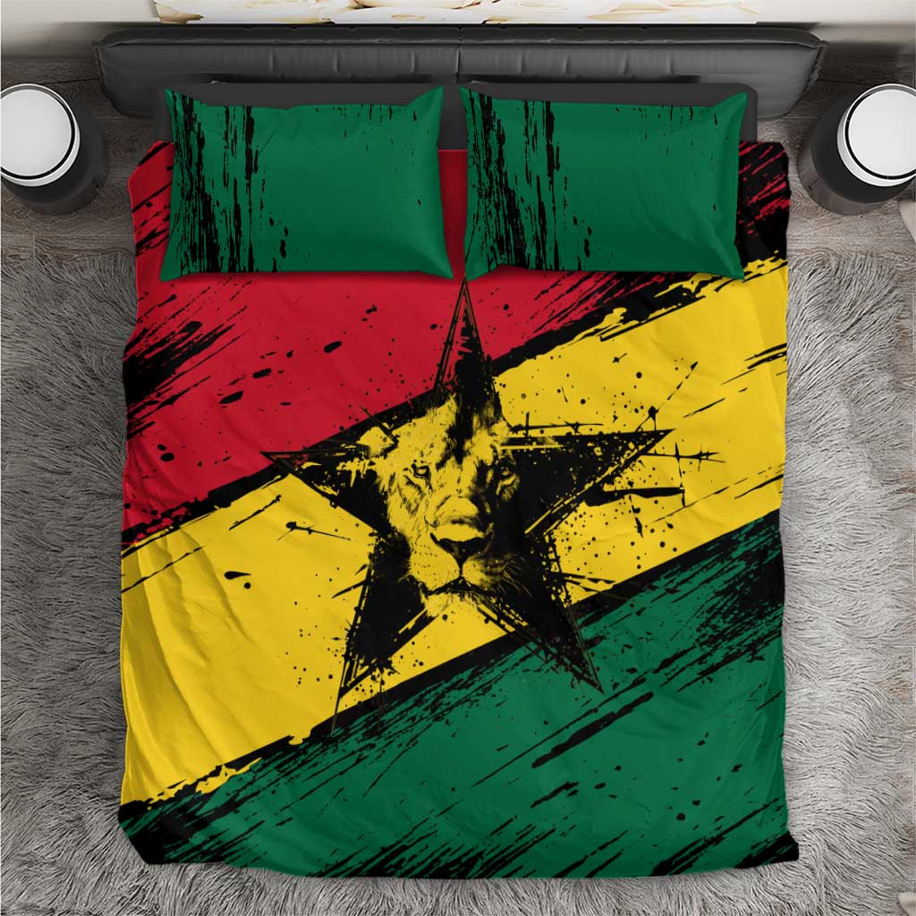 Afro Ghana Lion Bedding Set Star Grunge Style