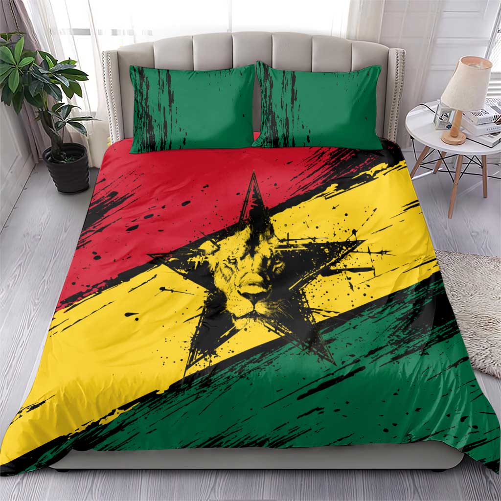 Afro Ghana Lion Bedding Set Star Grunge Style