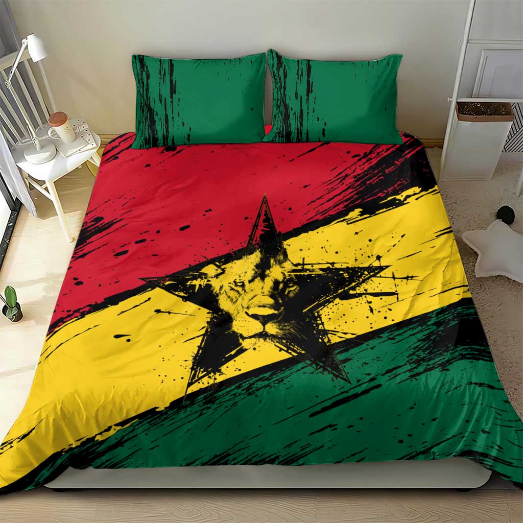 Afro Ghana Lion Bedding Set Star Grunge Style