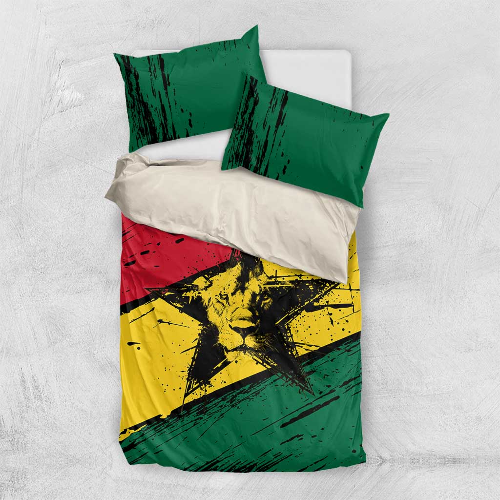 Afro Ghana Lion Bedding Set Star Grunge Style