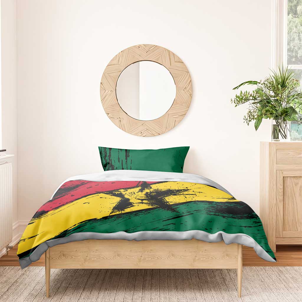 Afro Ghana Lion Bedding Set Star Grunge Style