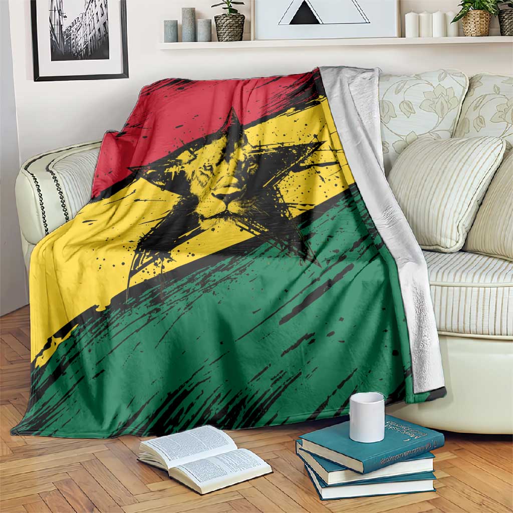 Afro Ghana Lion Blanket Star Grunge Style
