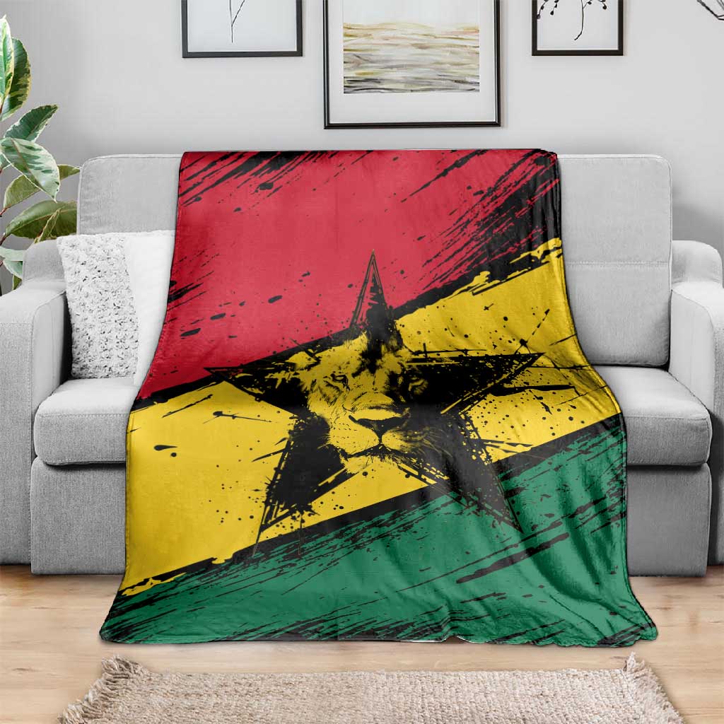 Afro Ghana Lion Blanket Star Grunge Style
