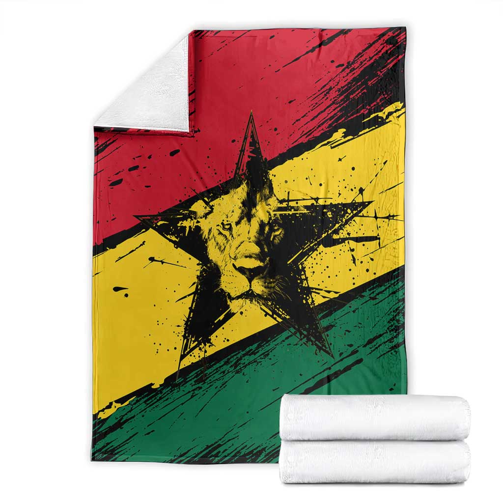 Afro Ghana Lion Blanket Star Grunge Style