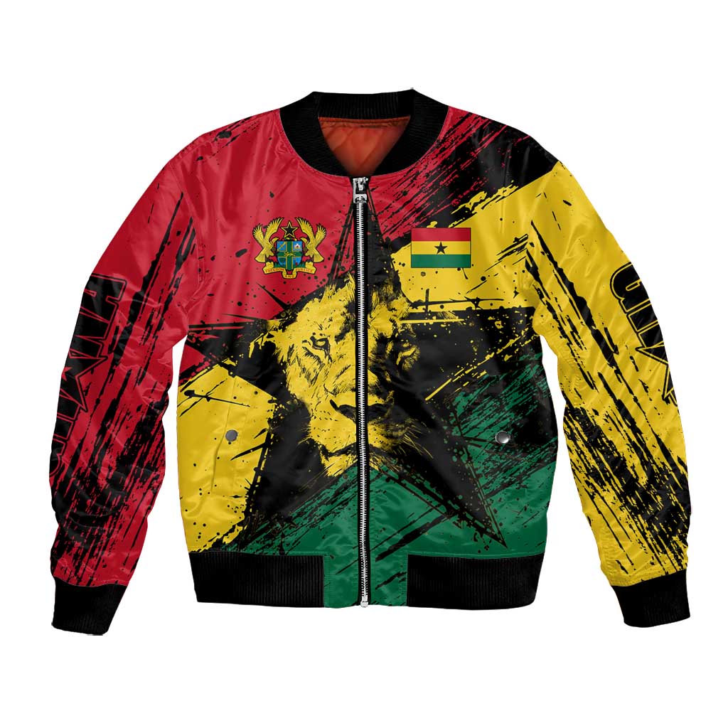 Afro Ghana Lion Bomber Jacket Star Grunge Style