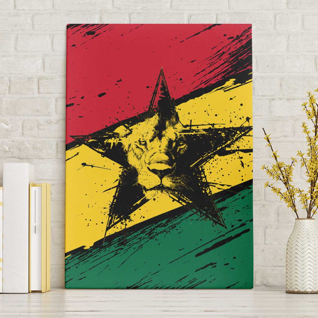 Afro Ghana Lion Canvas Wall Art Star Grunge Style