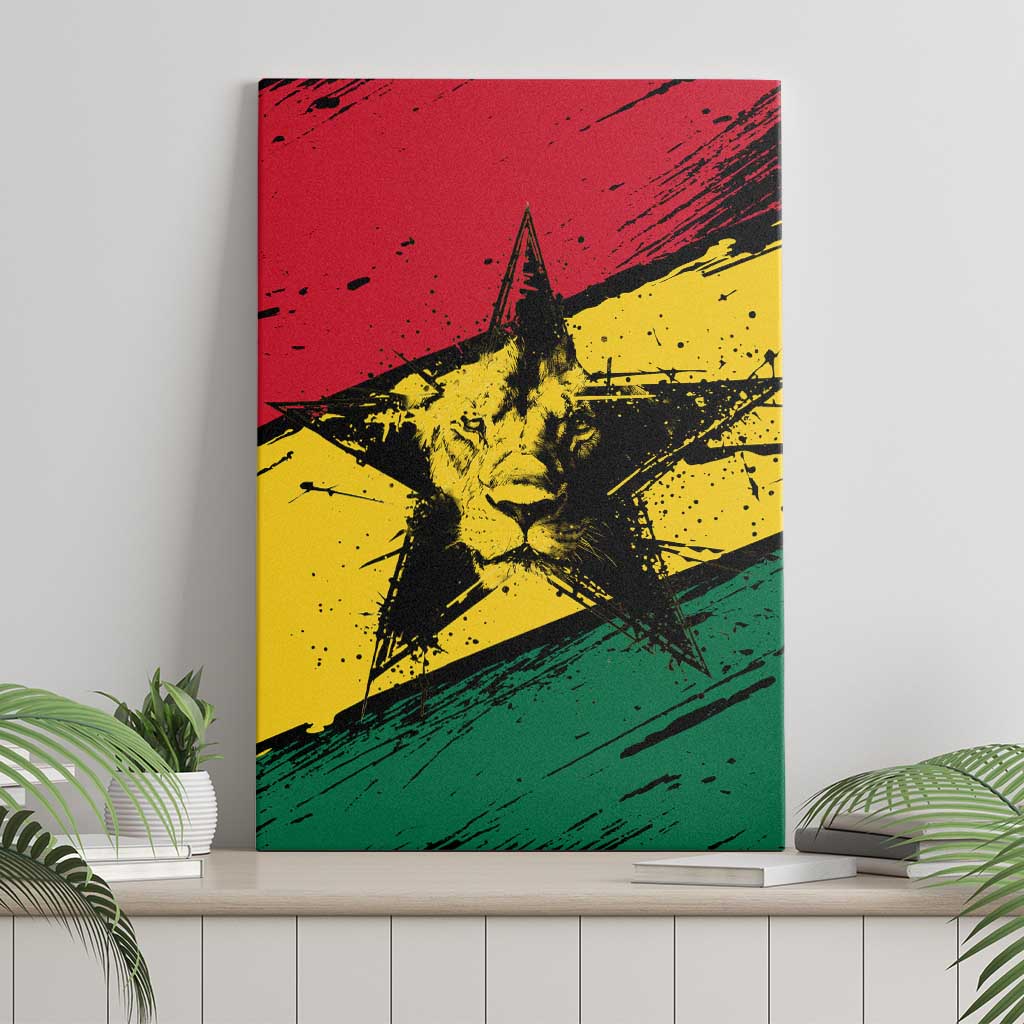 Afro Ghana Lion Canvas Wall Art Star Grunge Style