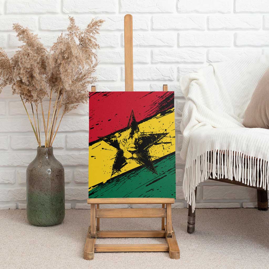 Afro Ghana Lion Canvas Wall Art Star Grunge Style