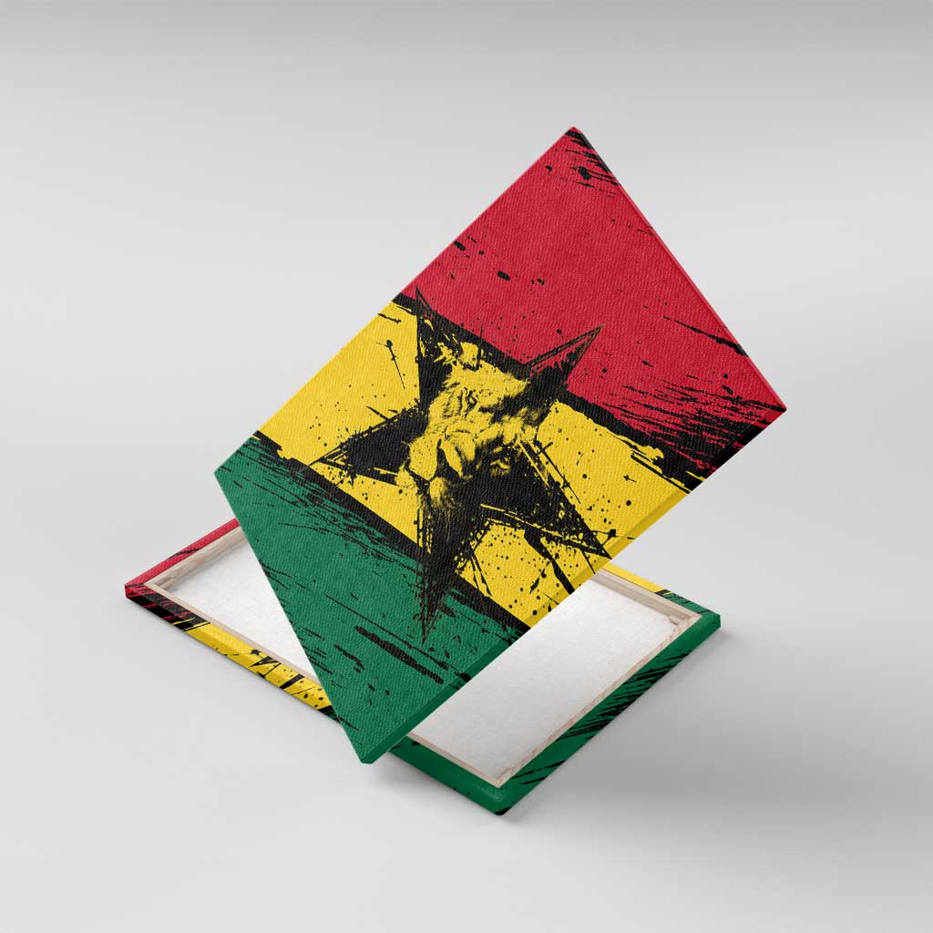 Afro Ghana Lion Canvas Wall Art Star Grunge Style