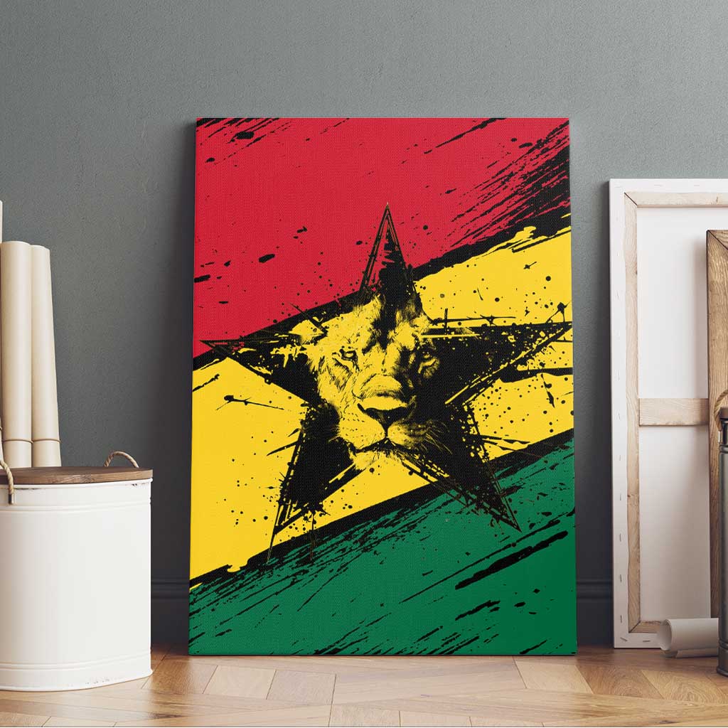 Afro Ghana Lion Canvas Wall Art Star Grunge Style