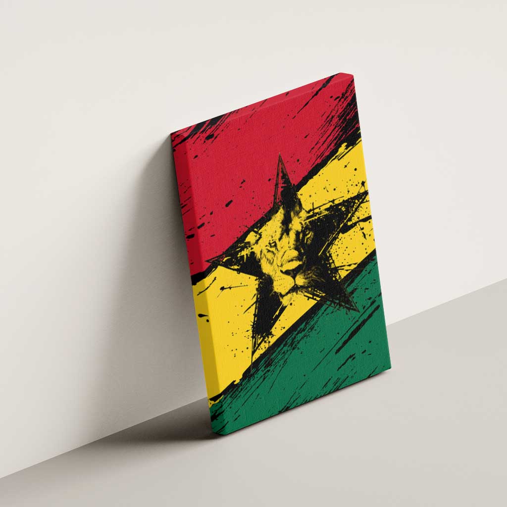 Afro Ghana Lion Canvas Wall Art Star Grunge Style