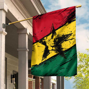 Afro Ghana Lion Garden Flag Star Grunge Style