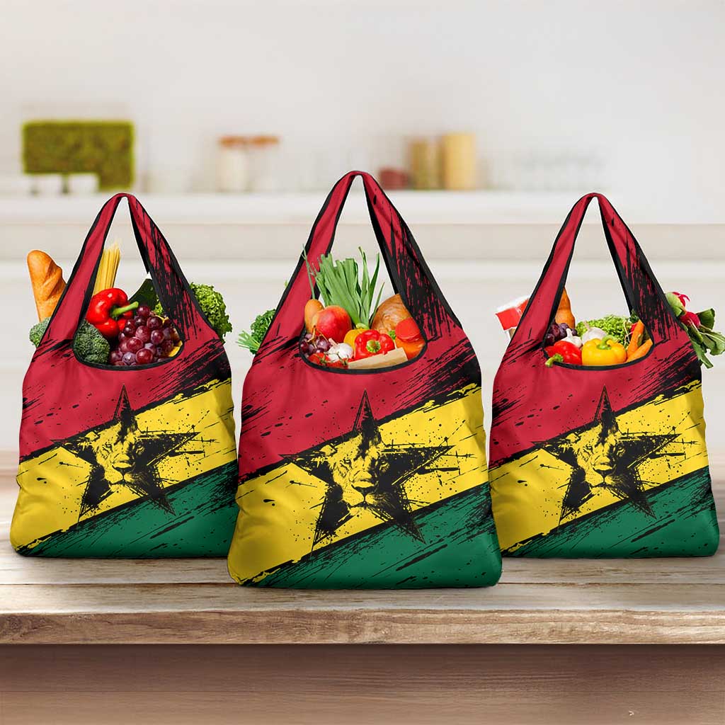 Afro Ghana Lion Grocery Bag Star Grunge Style