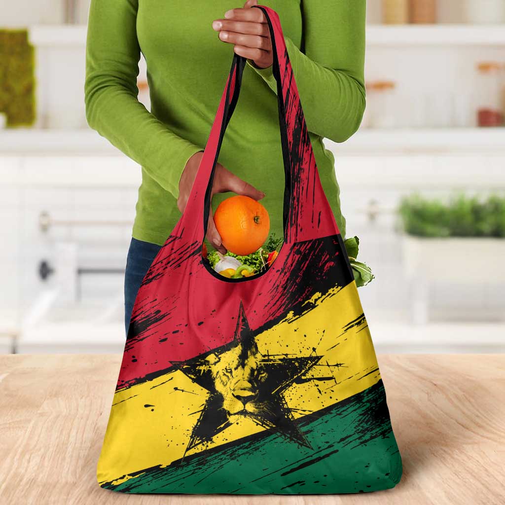 Afro Ghana Lion Grocery Bag Star Grunge Style
