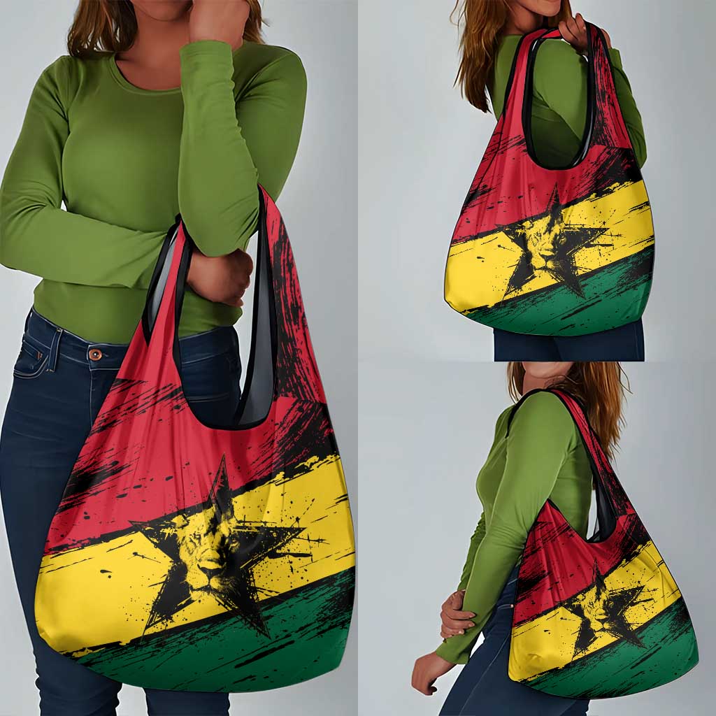 Afro Ghana Lion Grocery Bag Star Grunge Style