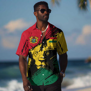 Afro Ghana Lion Hawaiian Shirt Star Grunge Style