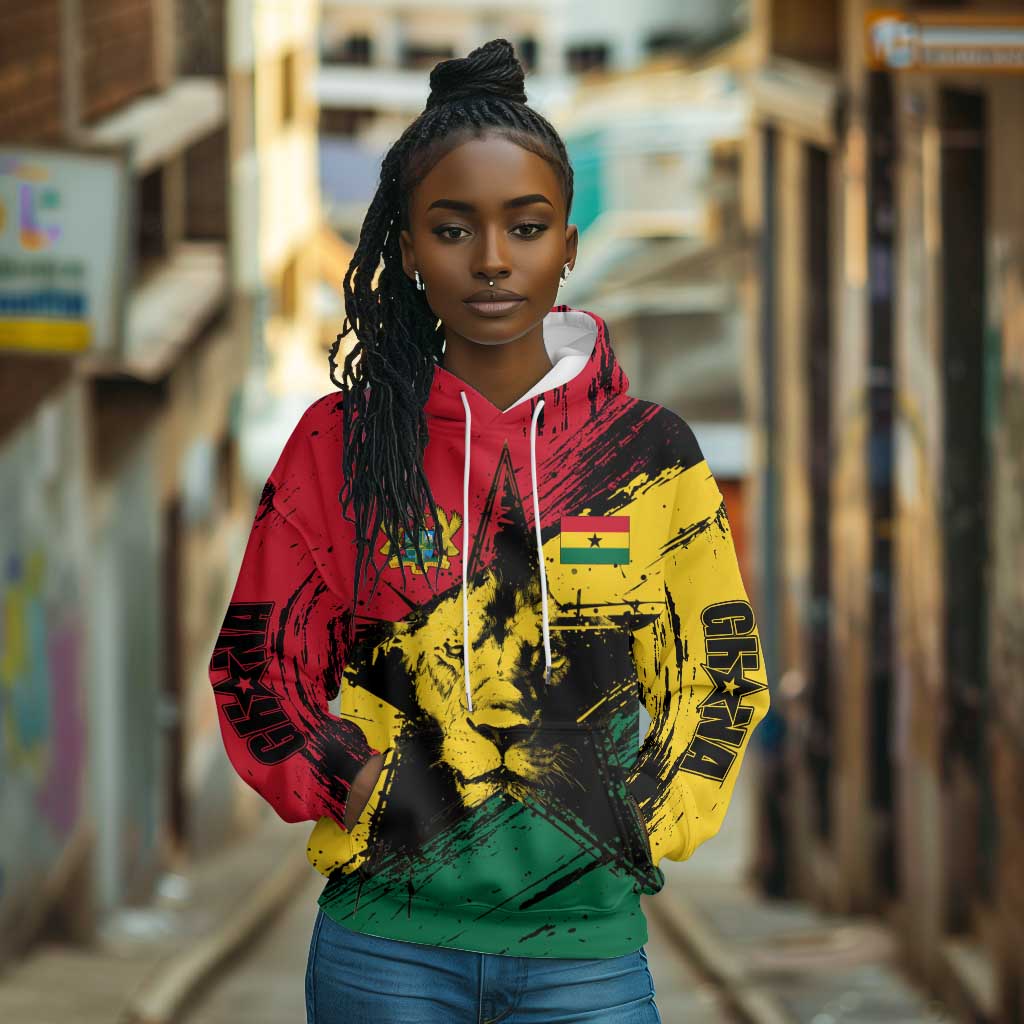 Afro Ghana Lion Hoodie Star Grunge Style