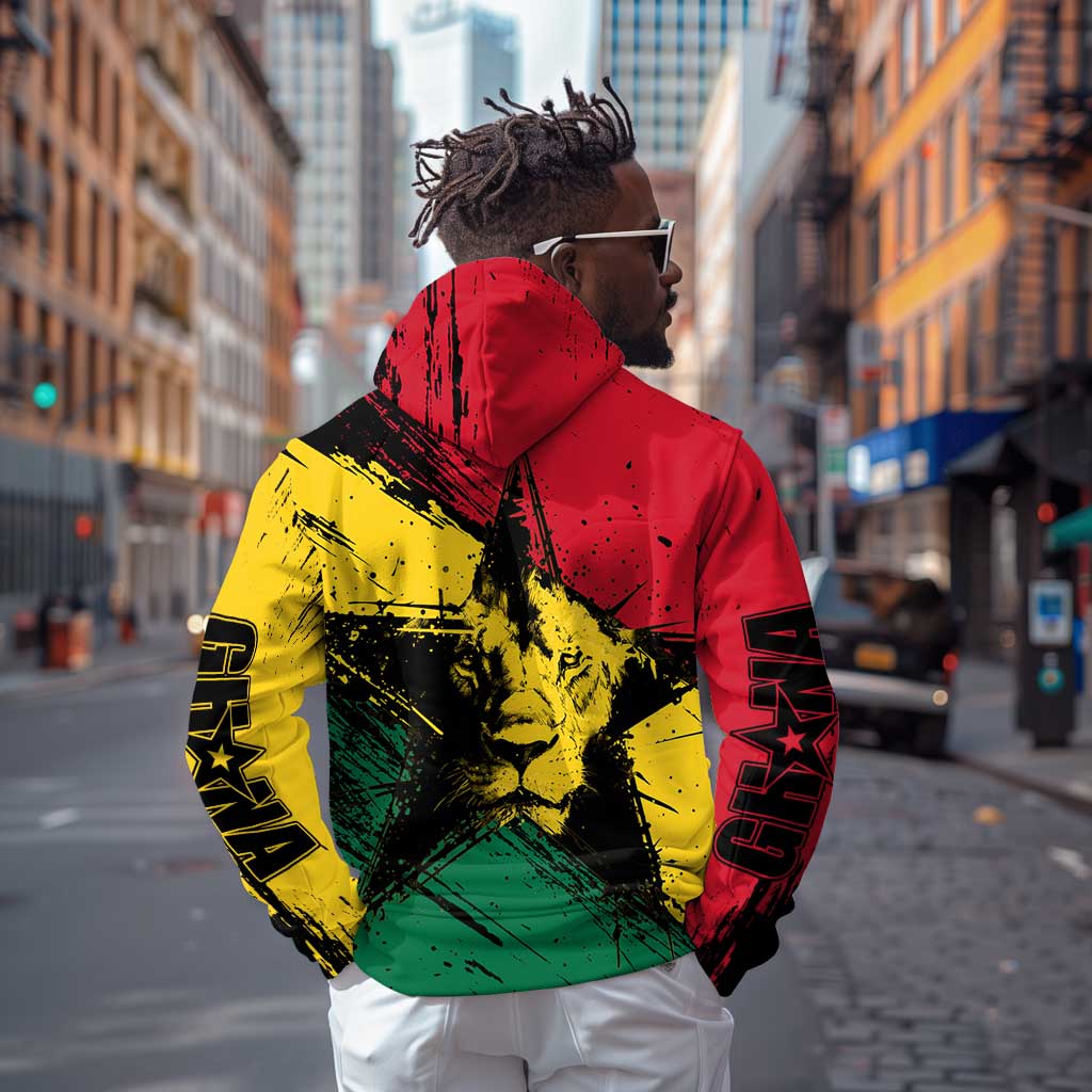 Afro Ghana Lion Hoodie Star Grunge Style