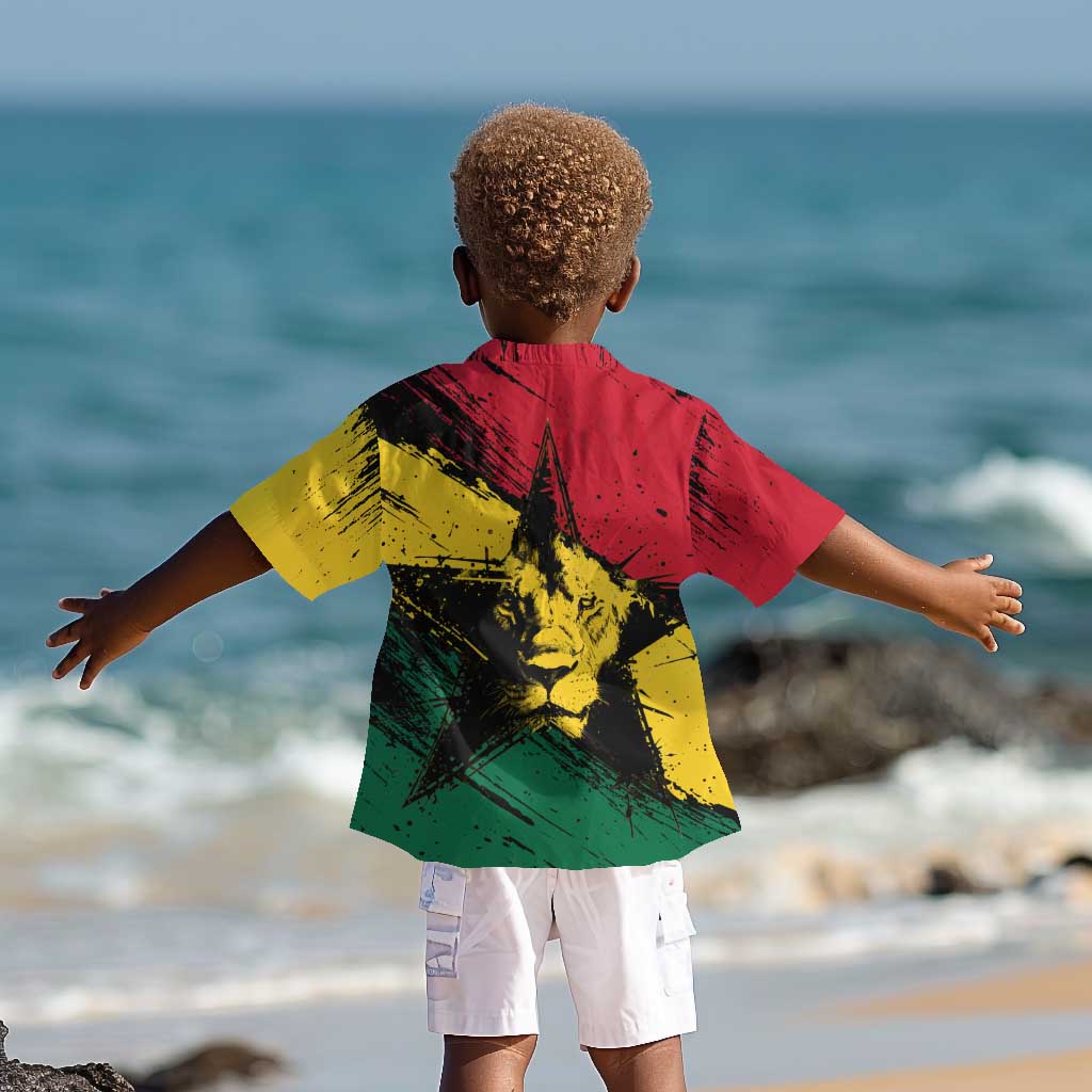 Afro Ghana Lion Kid Hawaiian Shirt Star Grunge Style