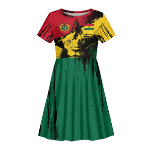 Afro Ghana Lion Kid Short Sleeve Dress Star Grunge Style
