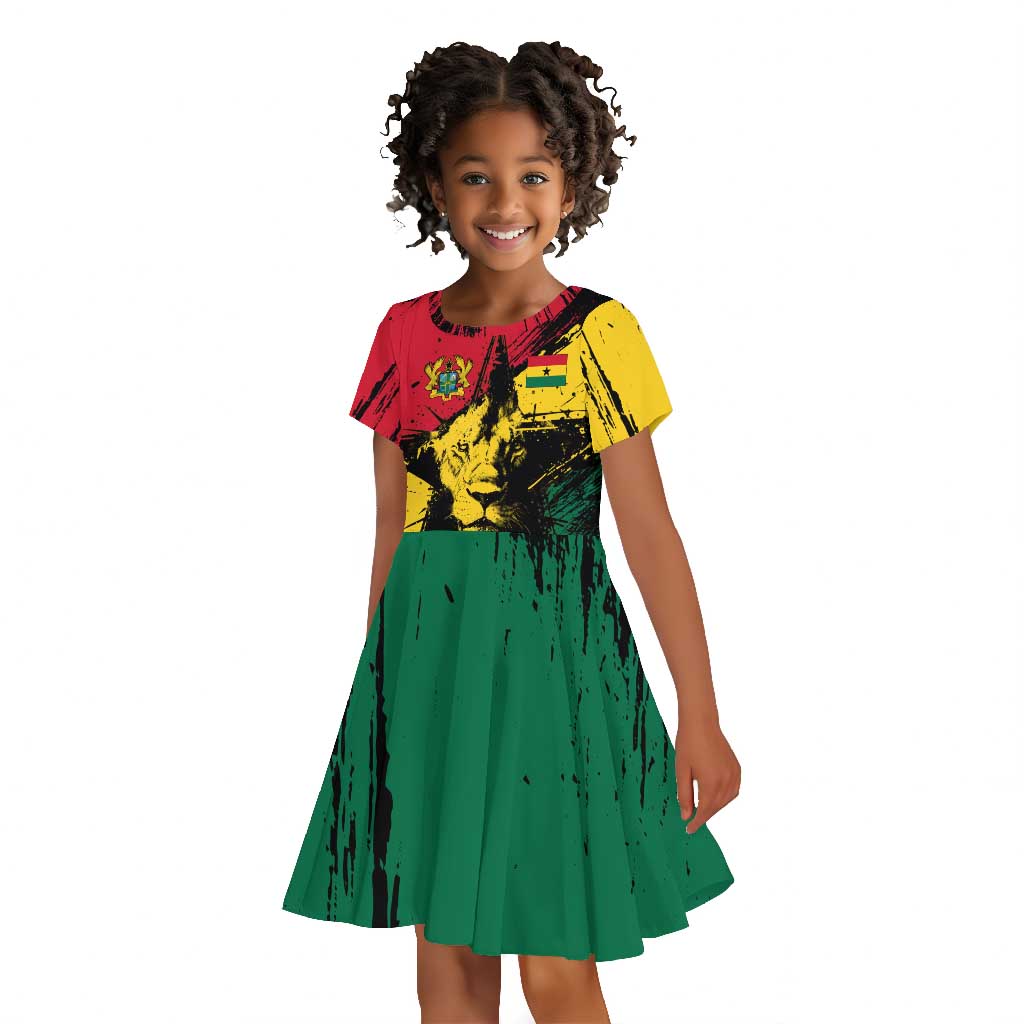 Afro Ghana Lion Kid Short Sleeve Dress Star Grunge Style