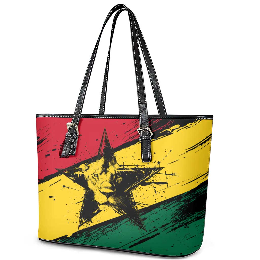 Afro Ghana Lion Leather Tote Bag Star Grunge Style
