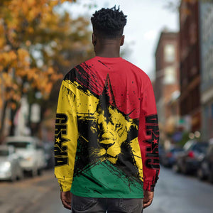 Afro Ghana Lion Long Sleeve Shirt Star Grunge Style