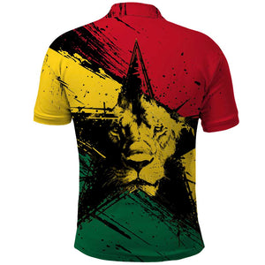 Afro Ghana Lion Polo Shirt Star Grunge Style