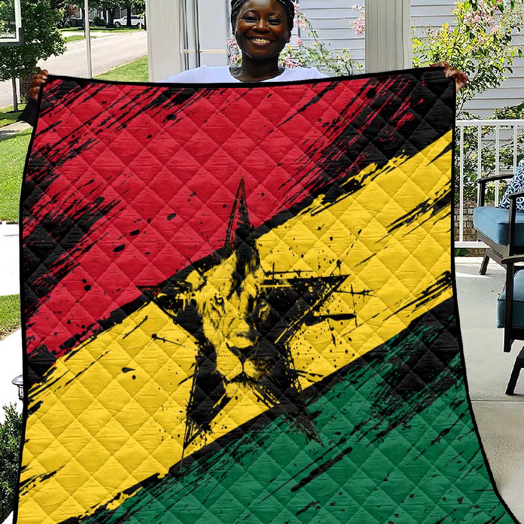 Afro Ghana Lion Quilt Star Grunge Style