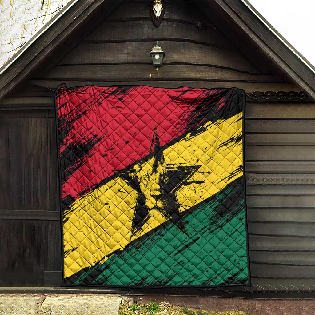 Afro Ghana Lion Quilt Star Grunge Style