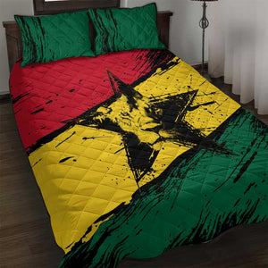 Afro Ghana Lion Quilt Bed Set Star Grunge Style