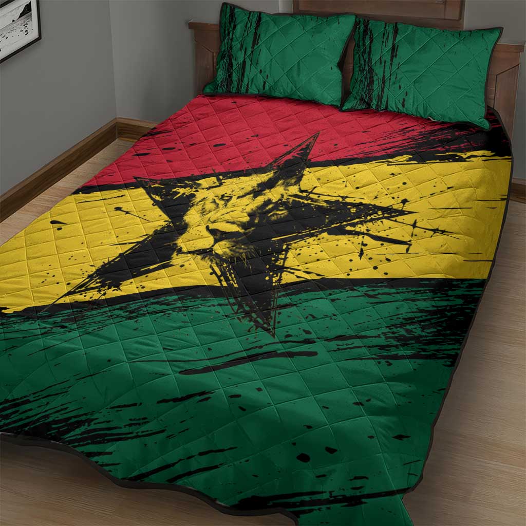 Afro Ghana Lion Quilt Bed Set Star Grunge Style