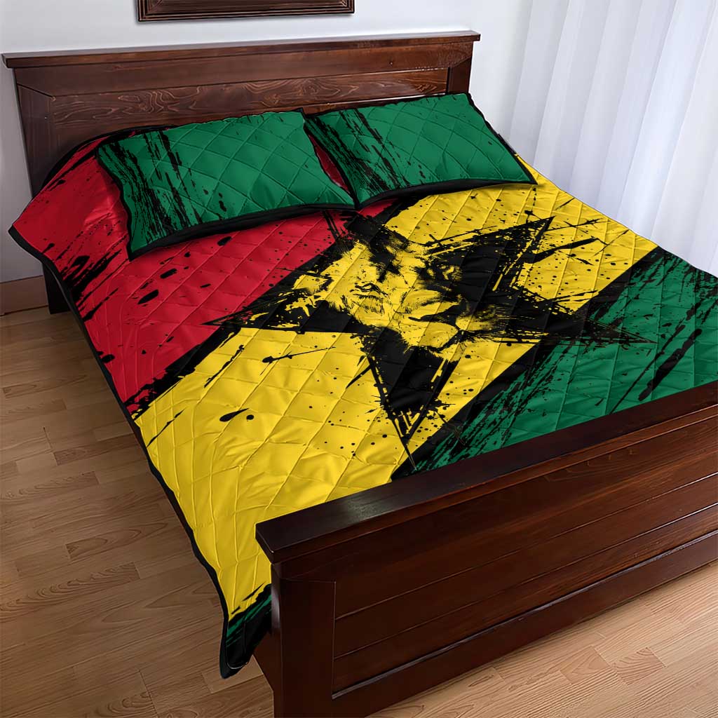 Afro Ghana Lion Quilt Bed Set Star Grunge Style