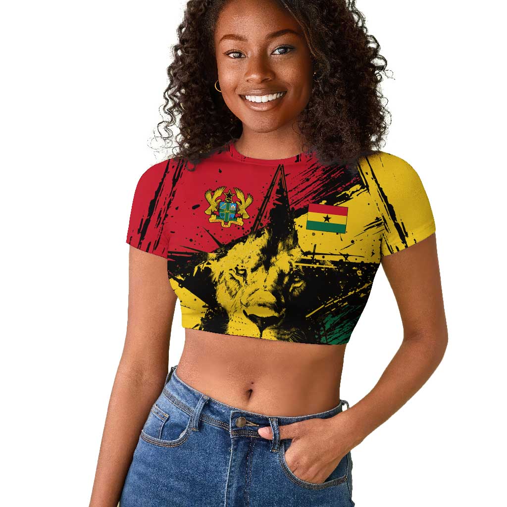Afro Ghana Lion Raglan Cropped T shirt Star Grunge Style