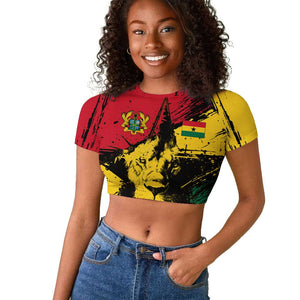 Afro Ghana Lion Raglan Cropped T shirt Star Grunge Style