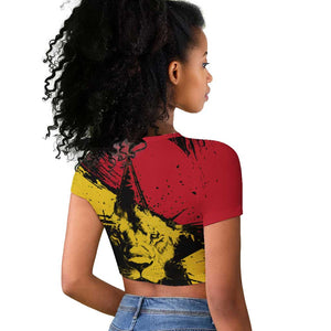 Afro Ghana Lion Raglan Cropped T shirt Star Grunge Style
