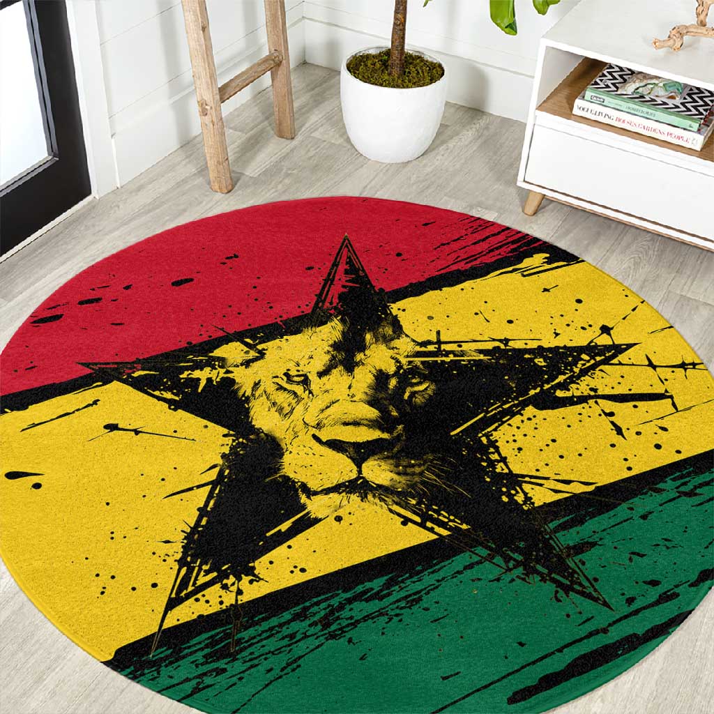 Afro Ghana Lion Round Carpet Star Grunge Style