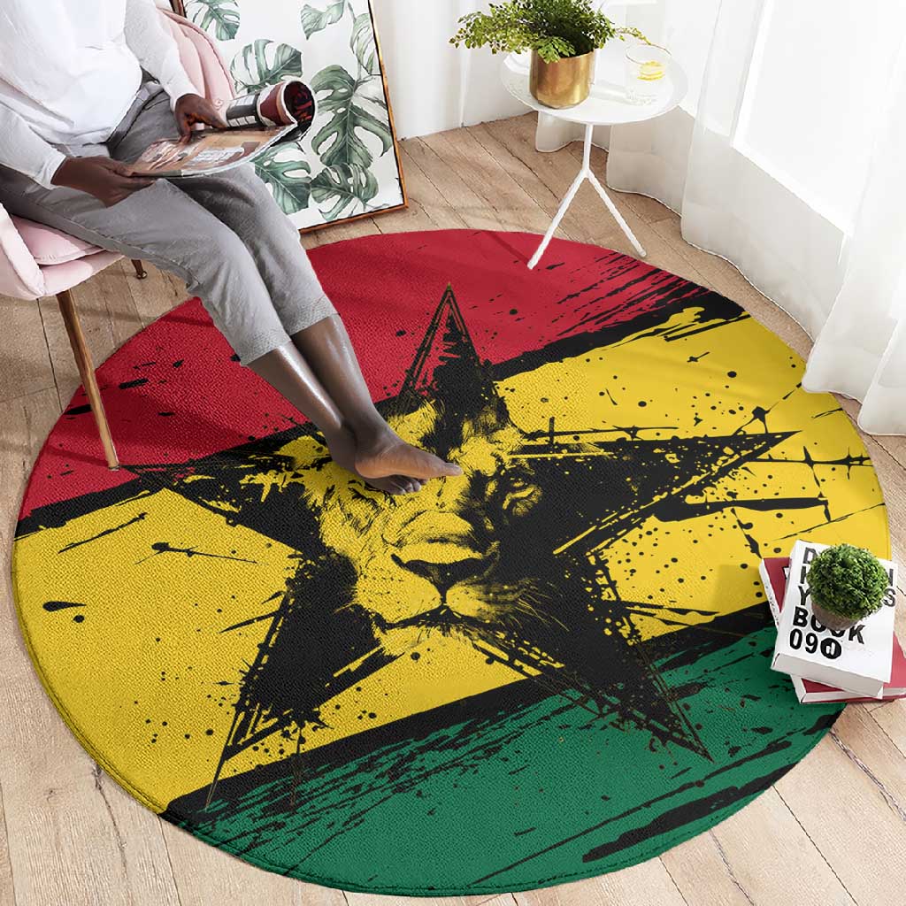 Afro Ghana Lion Round Carpet Star Grunge Style