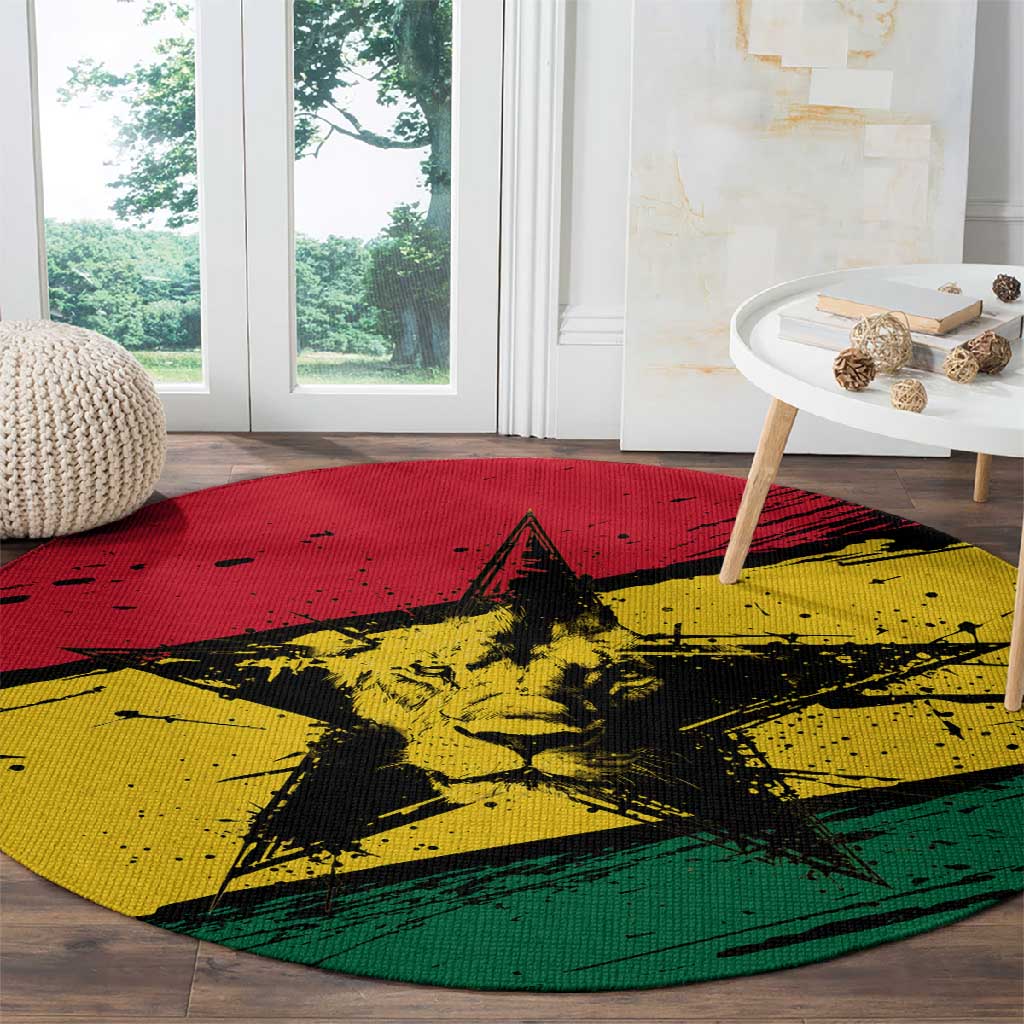 Afro Ghana Lion Round Carpet Star Grunge Style