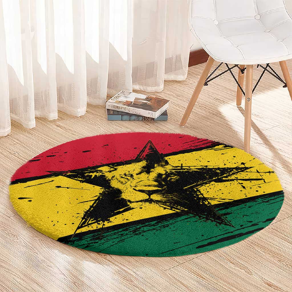 Afro Ghana Lion Round Carpet Star Grunge Style