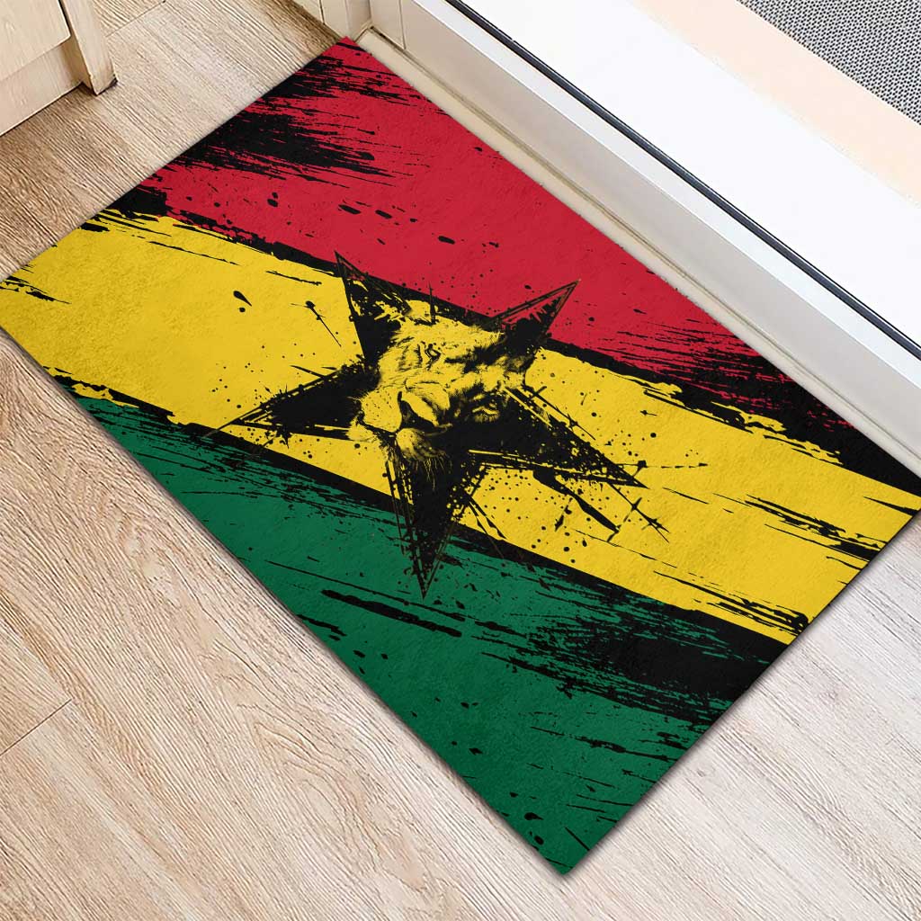 Afro Ghana Lion Rubber Doormat Star Grunge Style
